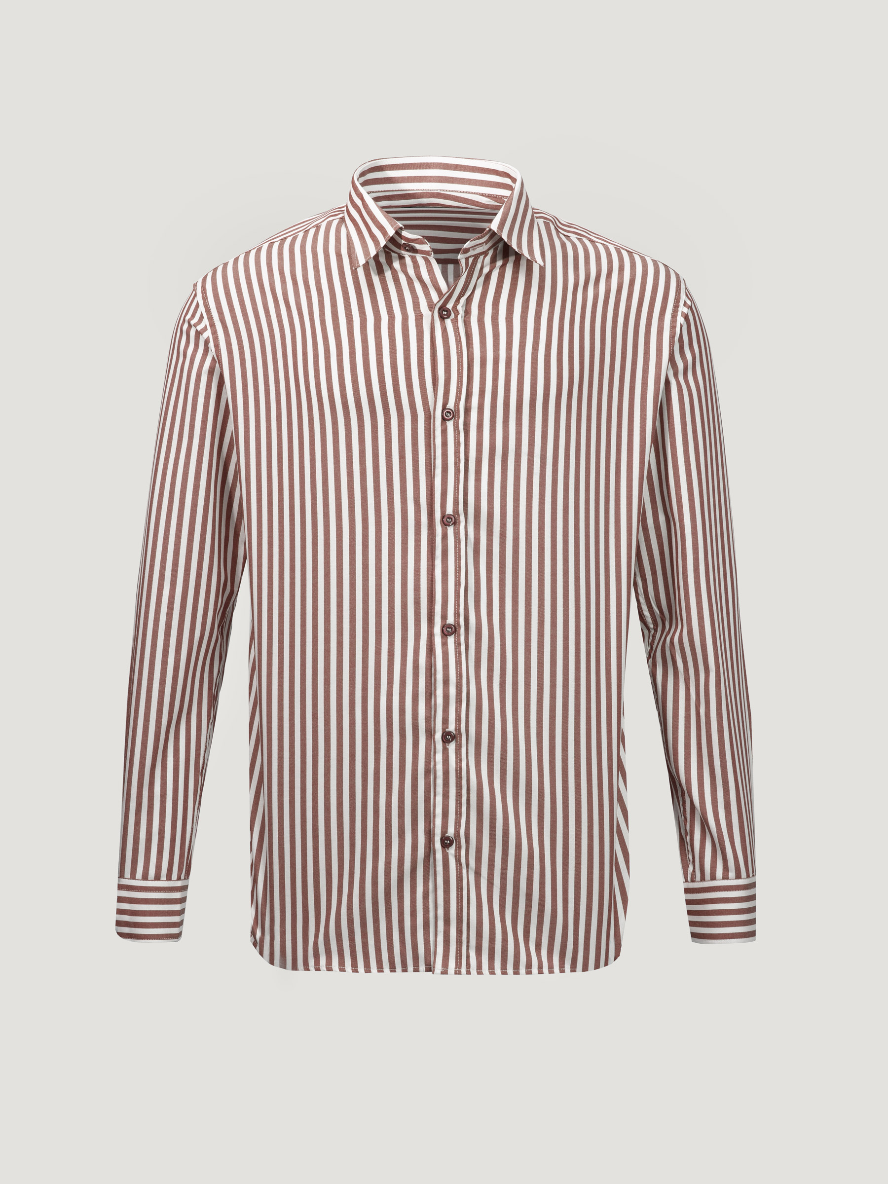 shirt-ringer-brown-05120373-01 پیراهن کتان راه راه-05120373 - Image 1